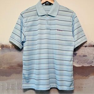 Vtg PAUL SMITH London Golf Polo Shirt Blue Stripe Cotton Short Sleeve Men Size M